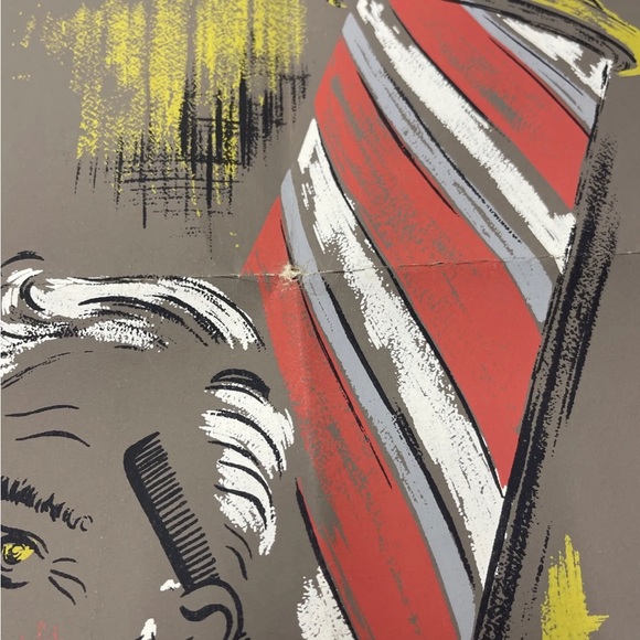 Vintage Wallpaper Sample The Warner Company Pattern 41933 Barber Shop Theme - Picture 3 of 7